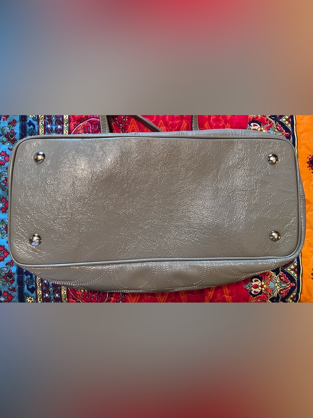 Like New Coach Signature Stitch Framed Carryall Shoulder Bag with Kisslock—Gray - Picture 10 of 16